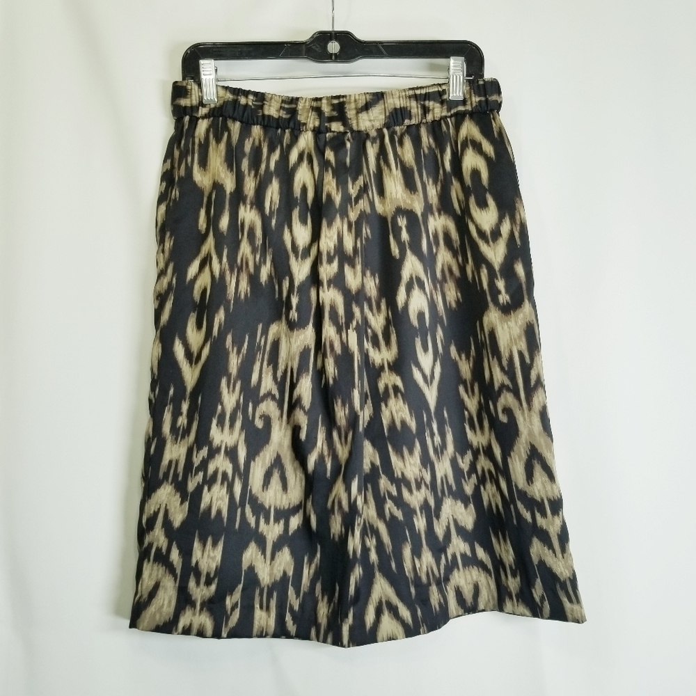 Chico's‎ Skirt sz 1 (8-10)  Brown Cheetah Animal Satin Career Modest Knee A Line